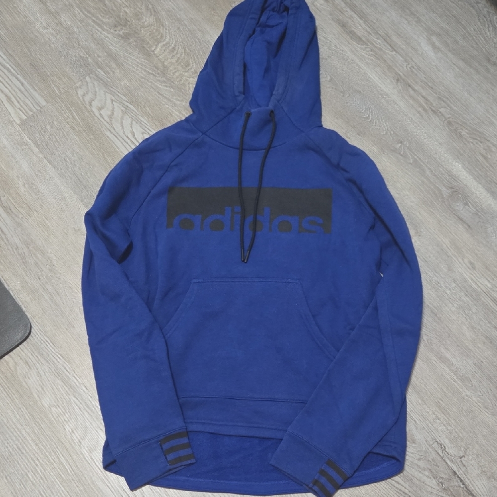 Adidas Women's Blue Hoodie with Black Accents